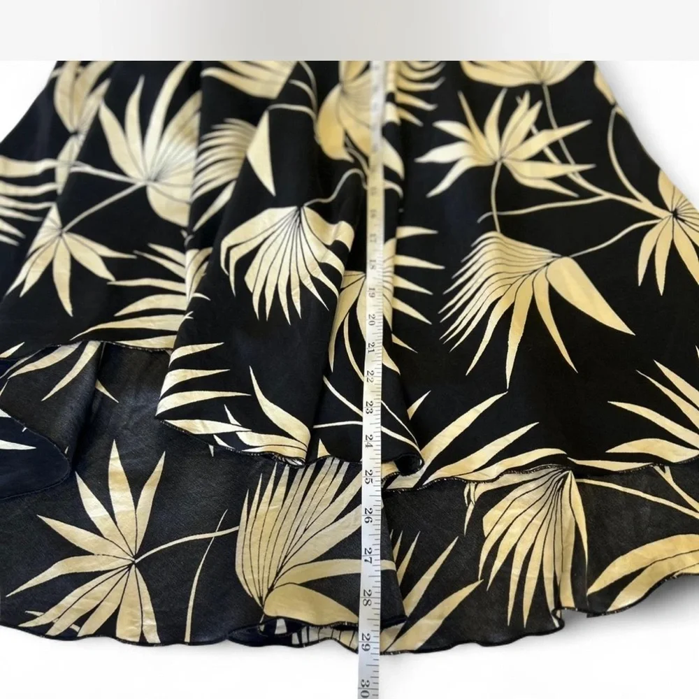 Tommy Bahama 100% Silk Black & Ivory Tropical Palm Print Waterfall Midi Skirt M - Picture 4 of 5